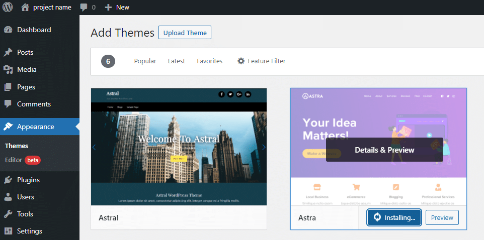 install wordpress theme