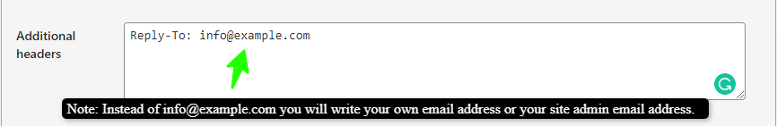 step 4-Fix additional header error in the contact form 7 by removing the square brackets around the email address