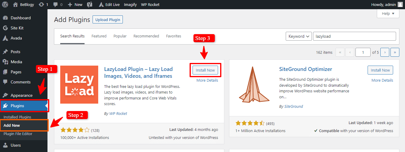 install lazyload plugin